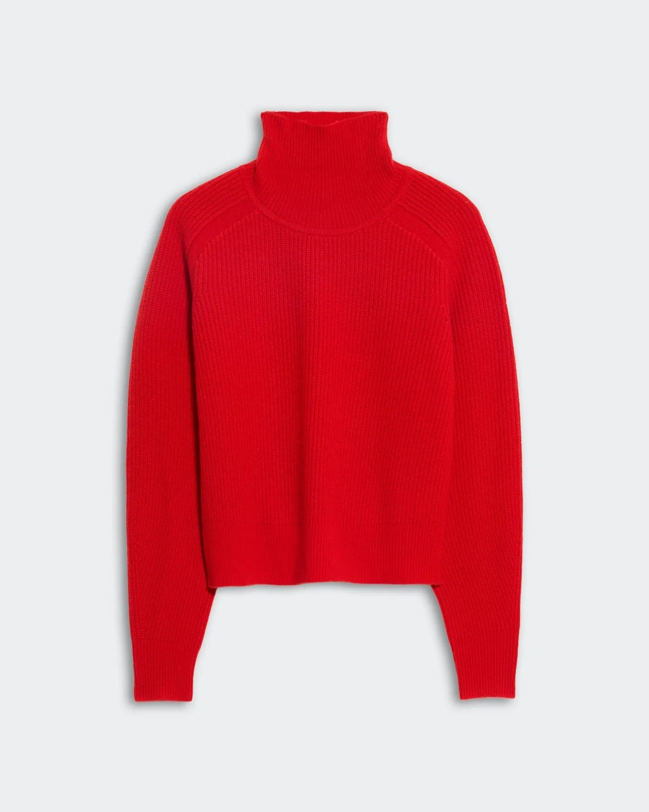 Cropped Rib Turtleneck - Chili