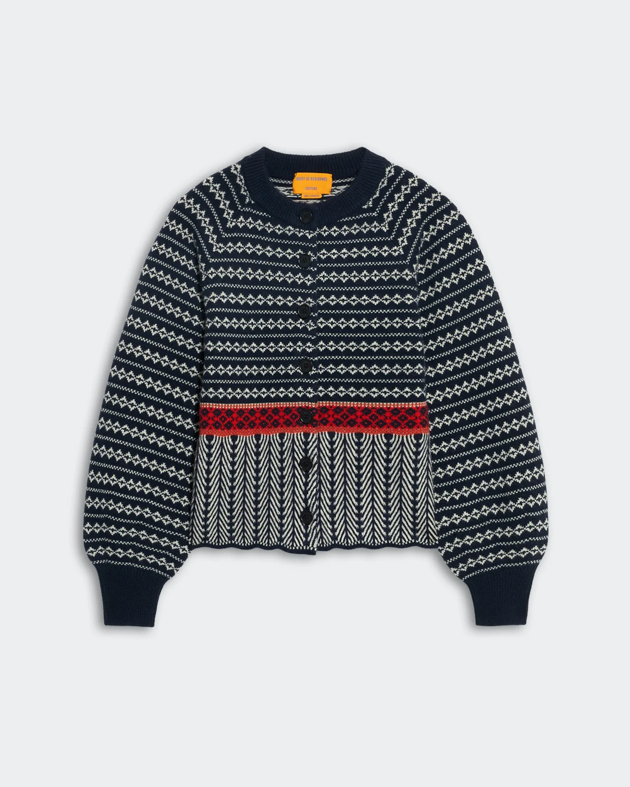 Fair Isle Sculpted  Cardigan - Midnight Combo
