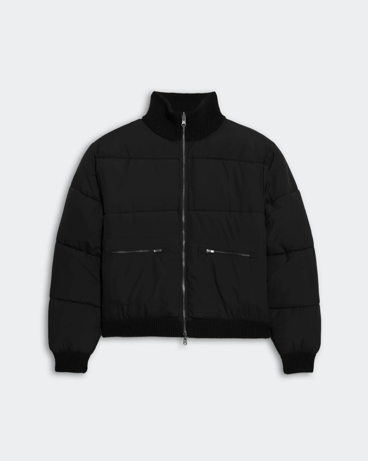 Quilted Puffer Jacket - Black - Image 2